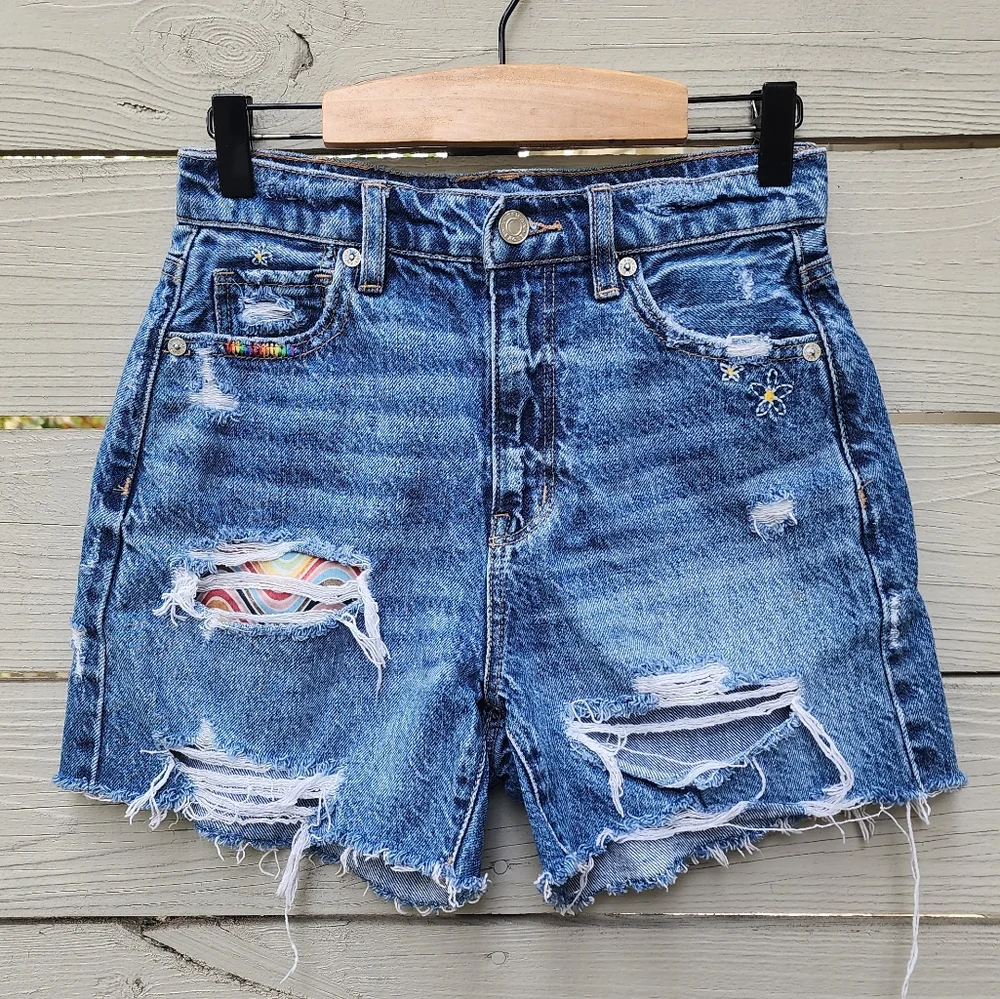 American Eagle Pride Denim Highest Rise Baggy Shorts